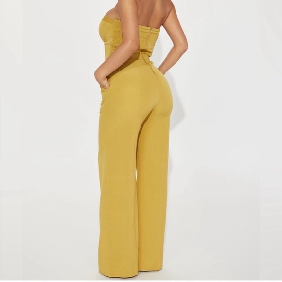 RACHEL Rachel Roy Jumpsuit Womens Size 4 Strapless Yellow Mustard - Picture 2 of 11
